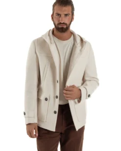 Cappotto Uomo Giacca Con Cappuccio Panna Overd-D OE1F2W5J30