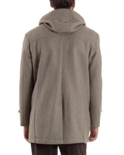 Cappotto Uomo Lana Montgomery Con Alamari E Cappuccio Beige Melangiato CO1074A