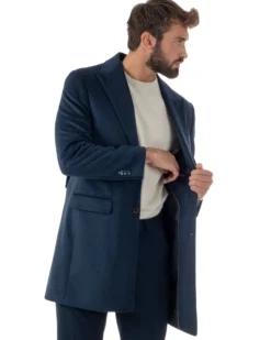 Cappotto Uomo Monopetto Classico Martingala Blu CO1102A