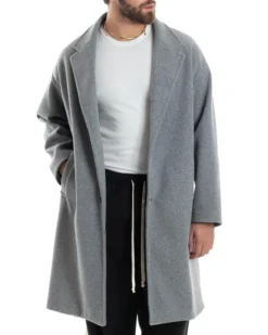 Cappotto Uomo Oversize Monopetto Maniche Raglan Collo Rever Grigio CO1065A