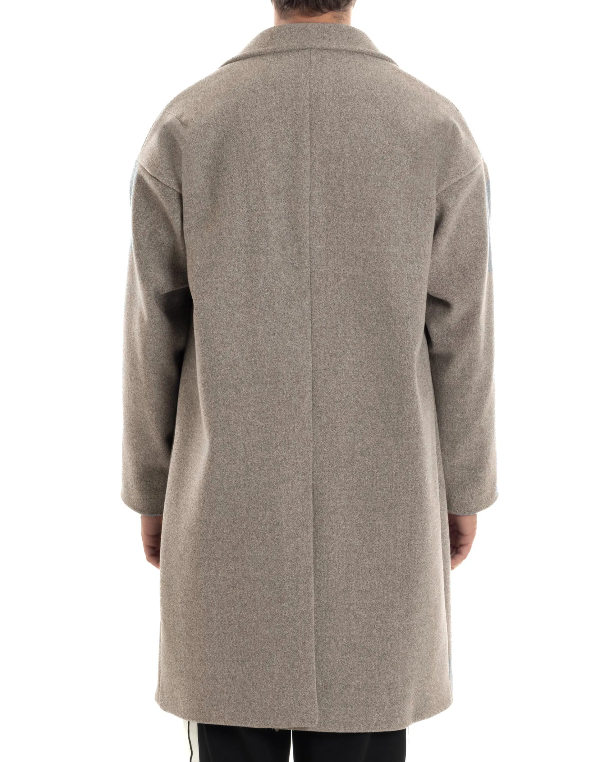 Cappotto Uomo Oversize Monopetto Maniche Raglan Collo Rever Beige CO1107A