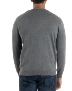 Cardigan Maglia Sottile Scollo a V Basic Grigio M2691A