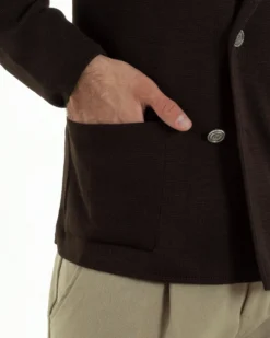 Cardigan uomo doppiopetto giacca bottoni metallo maglia links marrone GIOSAL-M2896A