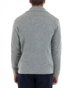 Cardigan uomo doppiopetto giacca bottoni metallo maglia links grigio GIOSAL-M2895A