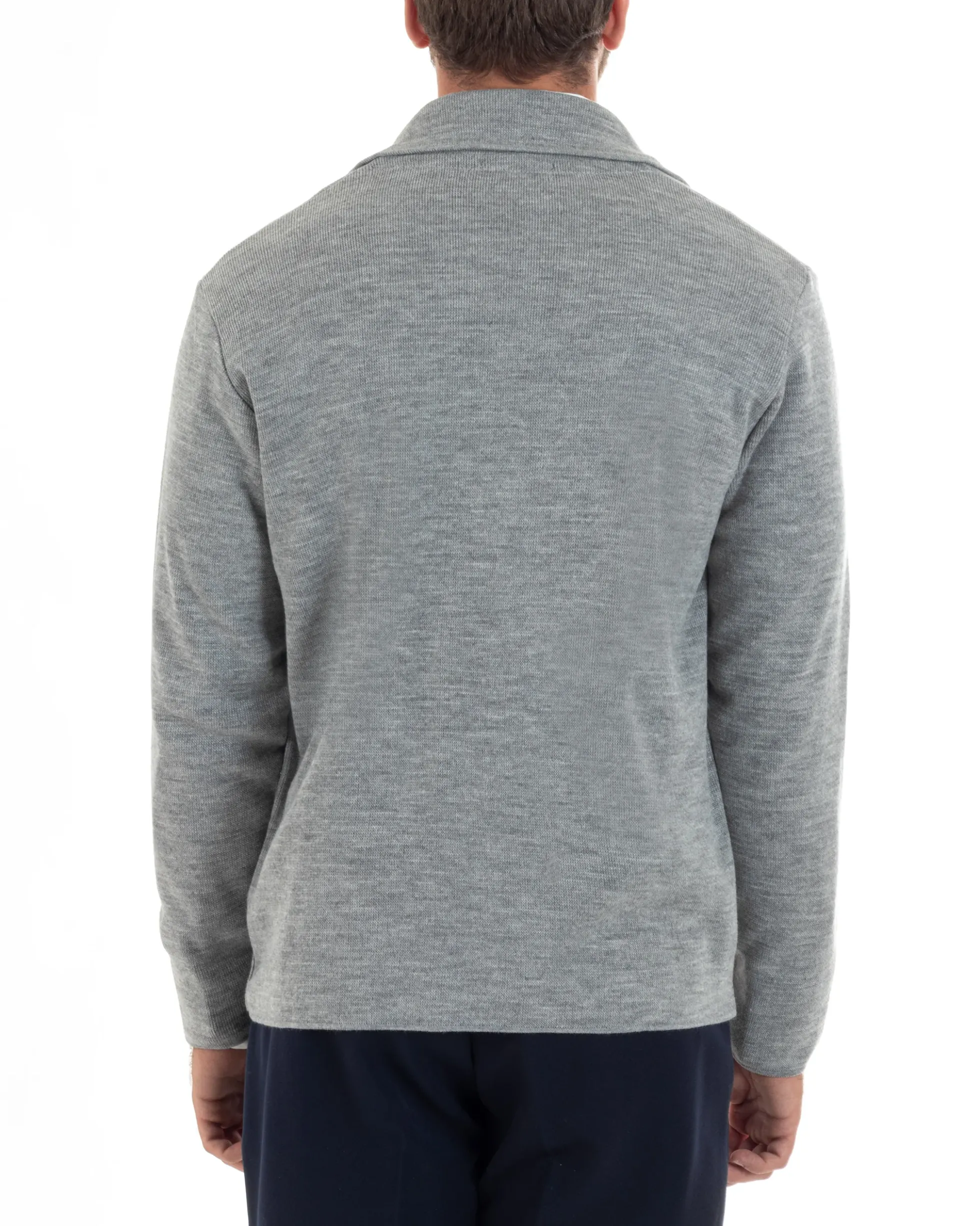 Cardigan uomo doppiopetto giacca bottoni metallo maglia links grigio GIOSAL-M2895A