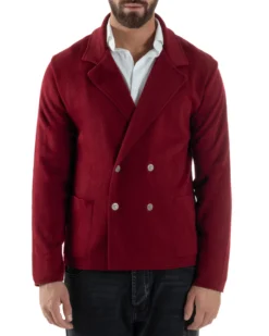 Cardigan uomo doppiopetto giacca bottoni metallo maglia links bordeaux GIOSAL-M3041A