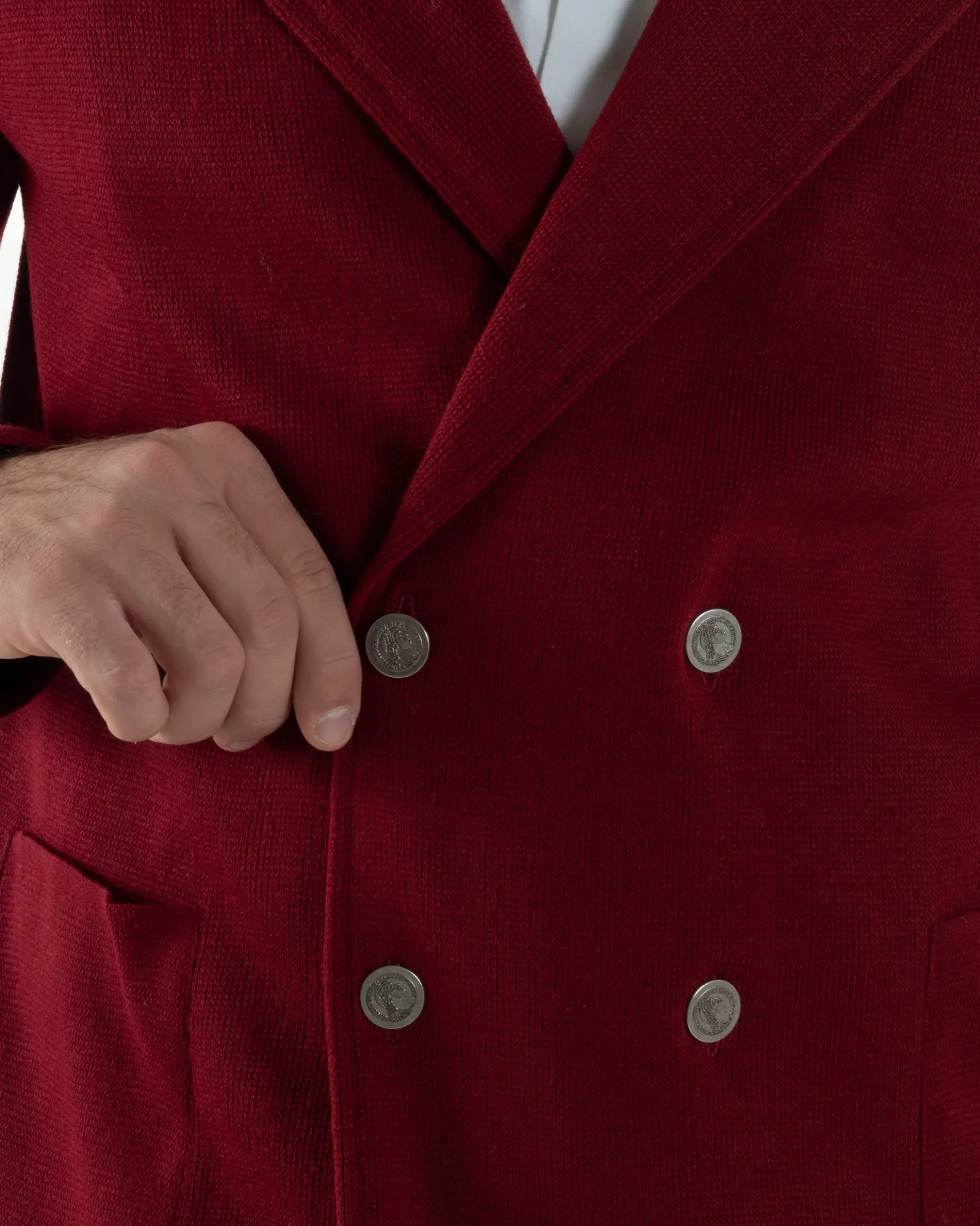 Cardigan uomo doppiopetto giacca bottoni metallo maglia links bordeaux GIOSAL-M3041A