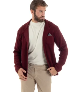 Cardigan uomo giacca con bottoni maglia casual bordeaux GIOSAL-M2872A