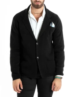 Cardigan uomo giacca con bottoni maglia casual nero GIOSAL-M2766A