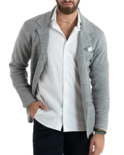 Cardigan uomo giacca con bottoni maglia casual grigio GIOSAL-M2765A