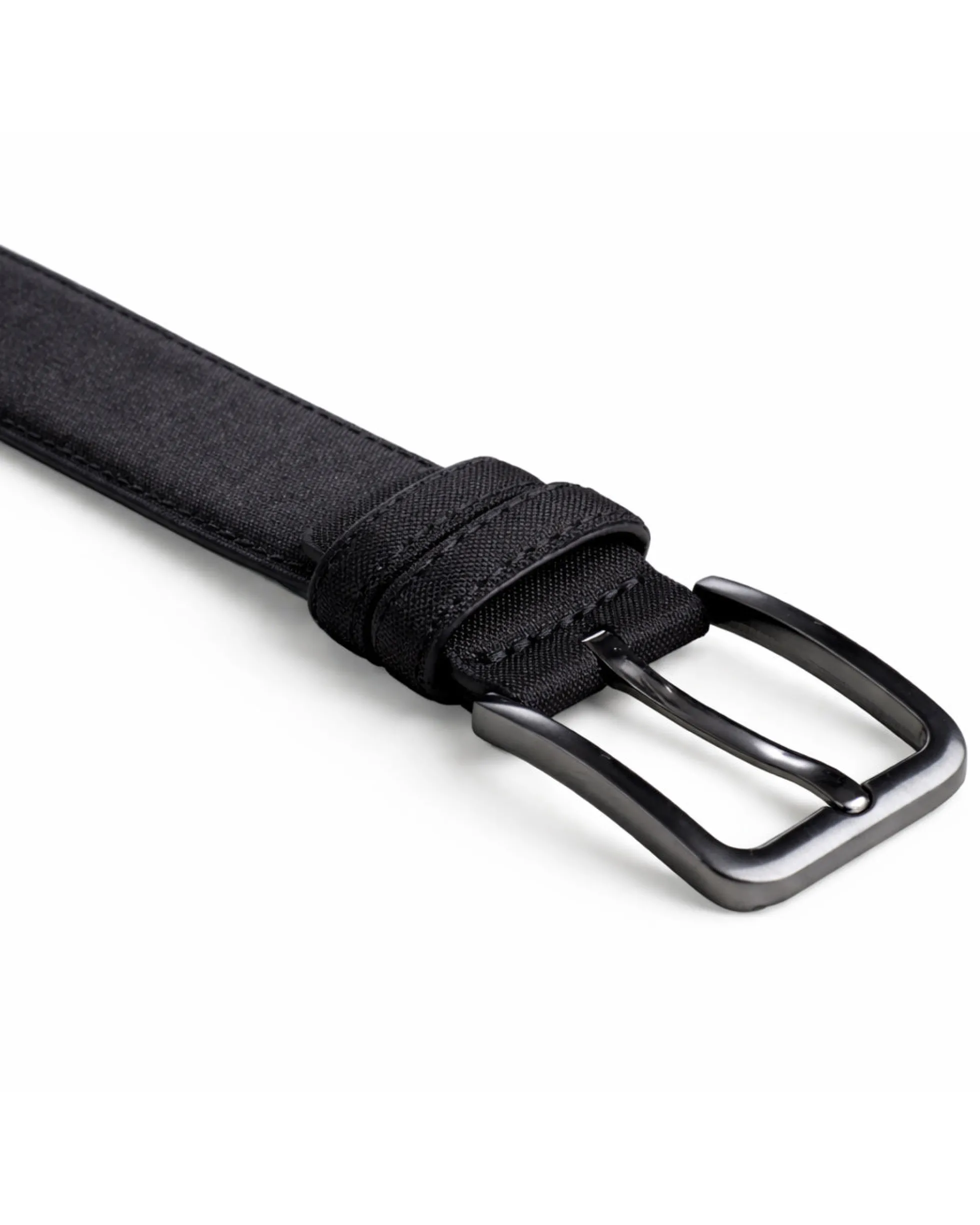 Cintura uomo saffiano tessuto doppia cucitura fibbia in metallo scuro tinta unita nero GIOSAL-A2145A