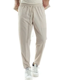 Completo set coordinato uomo giacca kimono pantaloni beige GIOSAL-OU2446A