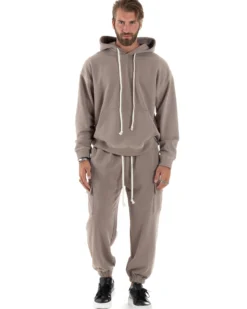 Completo Tuta Uomo Slavato Caldo Cotone Tracksuit Felpa Pantaloni Cargo Fango OU2477A