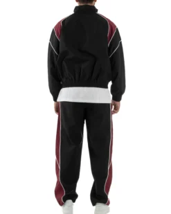 Coordinato Tuta Giacca Giubbotto Pantaloni Baggy Outfit Bicolore Nero OU2533A
