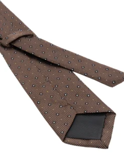 Cravatta uomo unisex in effetto seta con micro quadrati jacquard bicolore marrone caffè GIOSAL-CP1182A