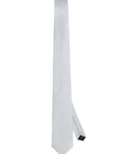Cravatta uomo unisex slim in effetto seta con micro pois jacquard trama twill bianco GIOSAL-CP1190A