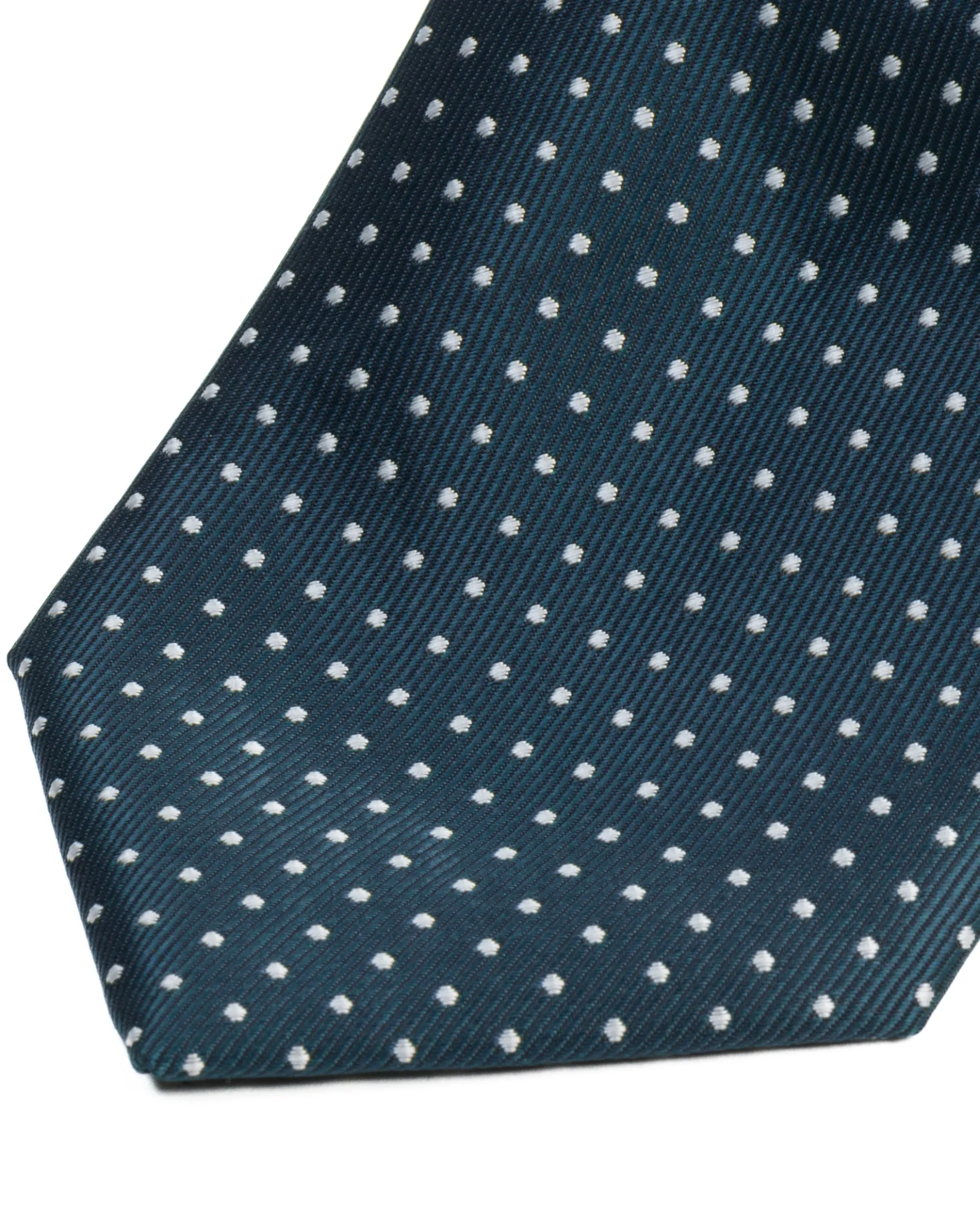 Cravatta uomo unisex slim in effetto seta con micro pois a contrasto trama twill petrolio GIOSAL-CP1189A