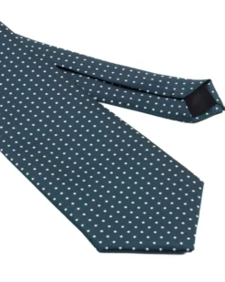 Cravatta uomo unisex slim in effetto seta con micro pois a contrasto trama twill petrolio GIOSAL-CP1189A