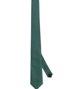 Cravatta uomo unisex slim in effetto seta con micro pois a contrasto trama twill verde GIOSAL-CP1188A