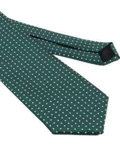 Cravatta uomo unisex slim in effetto seta con micro pois a contrasto trama twill verde GIOSAL-CP1188A