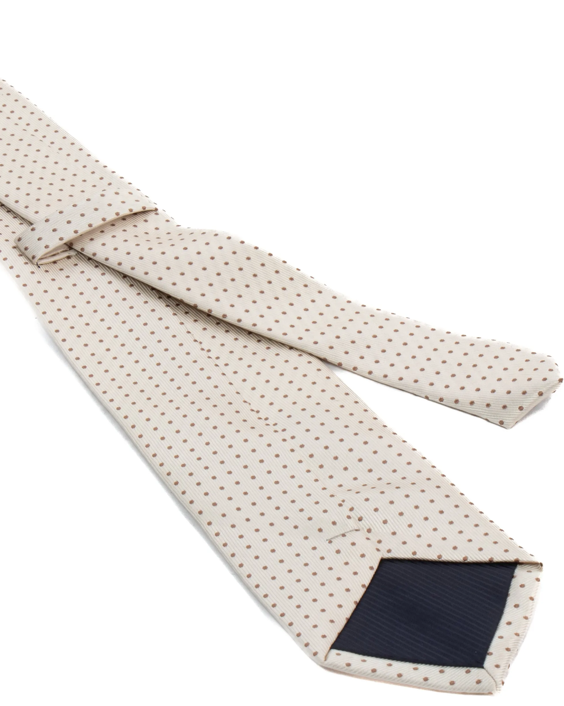 Cravatta uomo unisex slim in effetto seta con micro pois a contrasto trama twill panna GIOSAL-CP1187A
