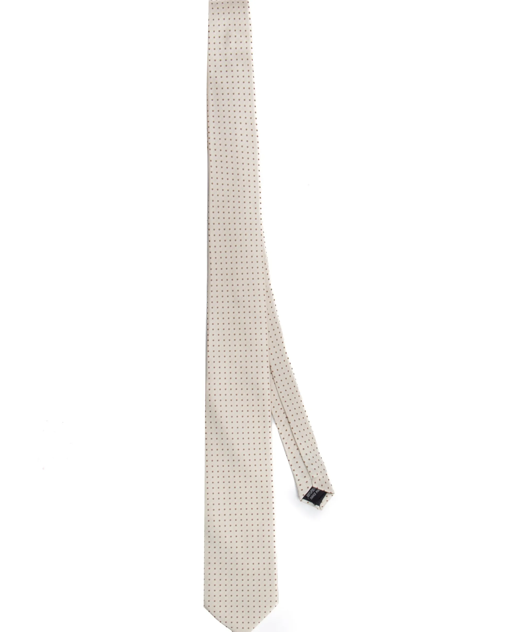Cravatta uomo unisex slim in effetto seta con micro pois a contrasto trama twill panna GIOSAL-CP1187A
