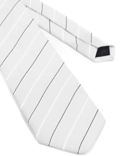 Cravatta uomo unisex slim in effetto seta con riga sottile a contrasto micro quadrati bianco GIOSAL-CP1186A