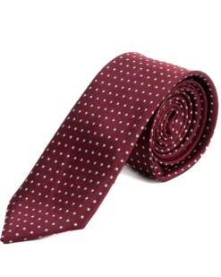 Cravatta uomo unisex slim in effetto seta con pois medio a contrasto bordeaux GIOSAL-CP1185A