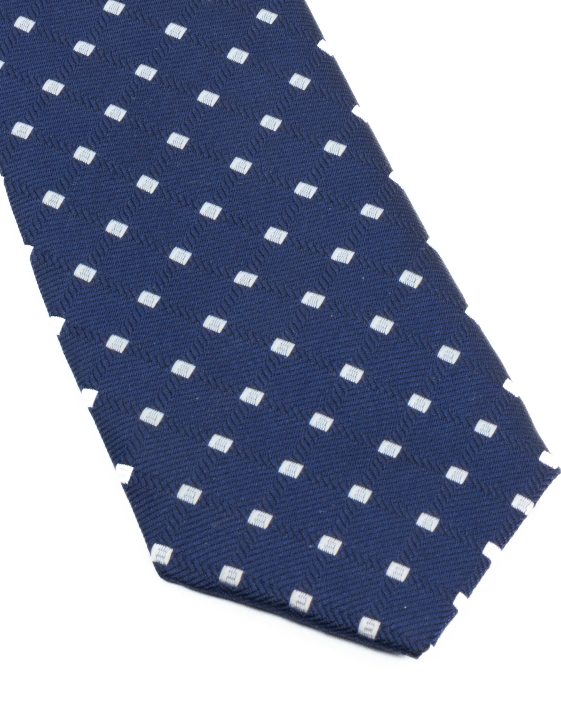 Cravatta uomo unisex slim in effetto seta con micro quadrati jacquard pois a rilievo blu GIOSAL-CP1176A