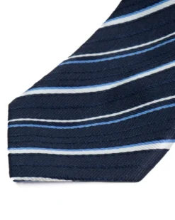 Cravattino uomo unisex cravatta slim in effetto seta con righe diagonali a doppio filato blu GIOSAL-CP1184A