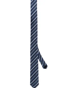 Cravattino uomo unisex cravatta slim in effetto seta con righe diagonali a doppio filato blu GIOSAL-CP1184A