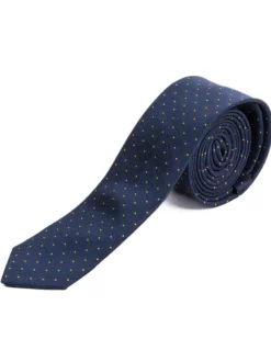 Cravattino uomo unisex cravatta slim in effetto seta con micro pois a contrasto jacquard blu notte GIOSAL-CP1179A