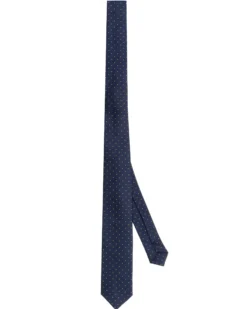 Cravattino uomo unisex cravatta slim in effetto seta con micro pois a contrasto jacquard blu notte GIOSAL-CP1179A