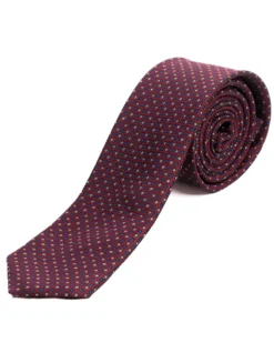 Cravattino uomo unisex cravatta elegante cerimonia microfantasia a pois floreale bordeaux GIOSAL-CP1175A