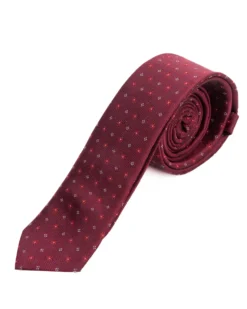 Cravattino uomo unisex cravatta elegante cerimonia microfantasia a contrasto bordeaux GIOSAL-CP1170A