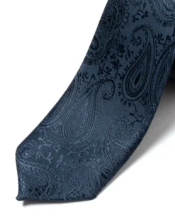 Cravattino Uomo Unisex Cravatta Pala Media Elegante Cerimonia Casual Fantasia Damascata Jacquard Blu Scuro GIOSAL-CP1150A