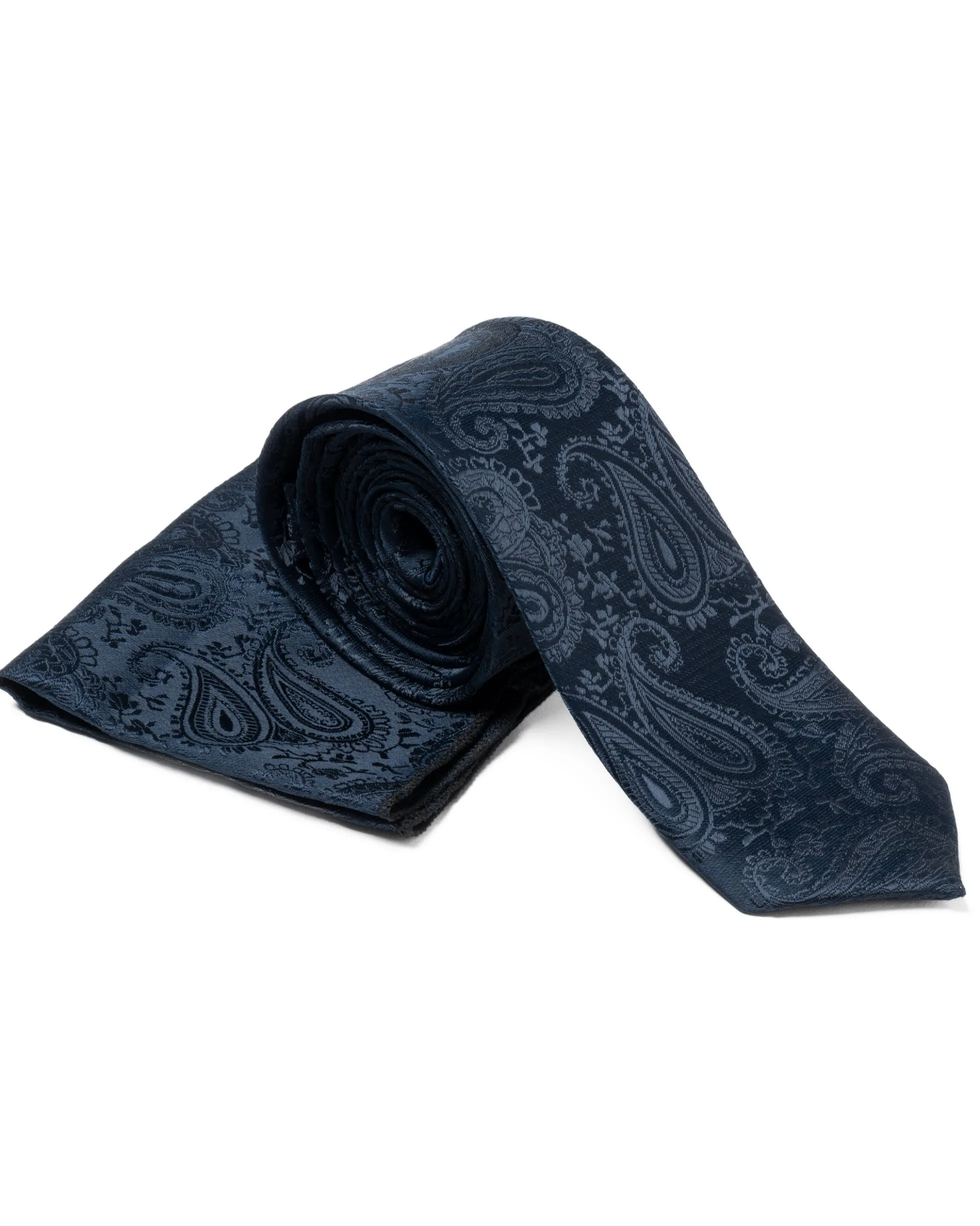 Cravattino Uomo Unisex Cravatta Pala Media Elegante Cerimonia Casual Fantasia Damascata Jacquard Blu Scuro GIOSAL-CP1150A