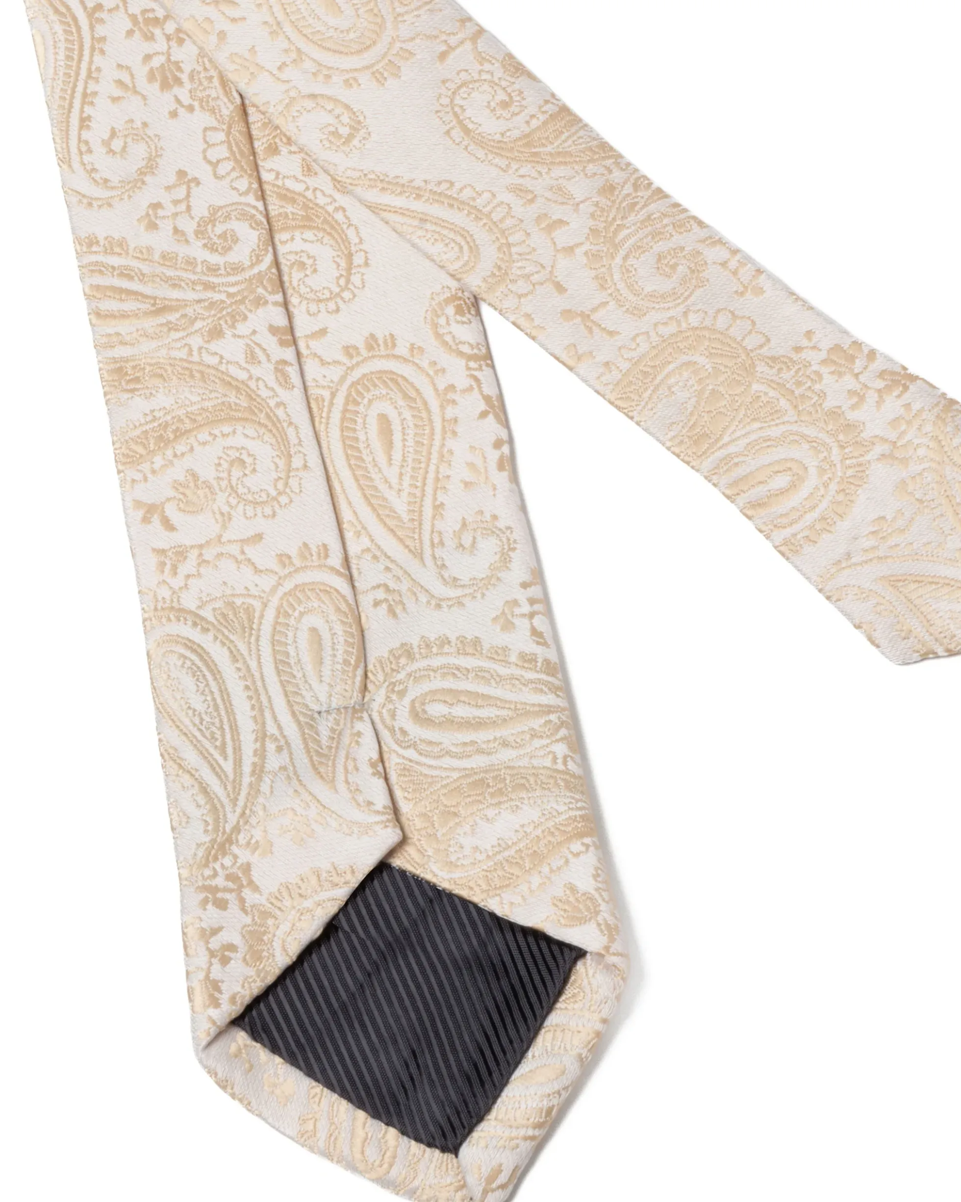 Cravattino Uomo Unisex Cravatta Pala Media Elegante Cerimonia Casual Fantasia Damascata Jacquard Beige GIOSAL-CP1149A
