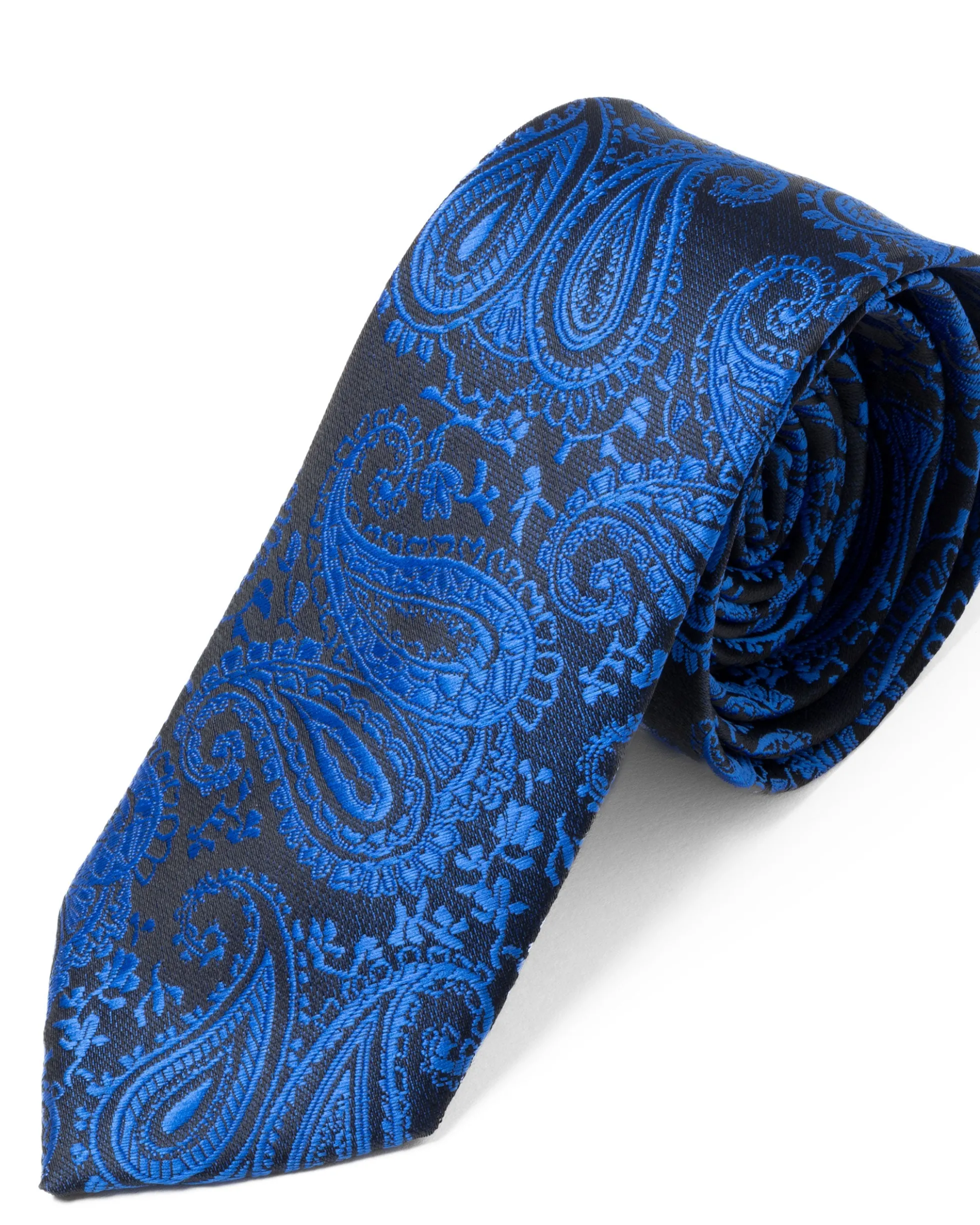 Cravattino Uomo Unisex Cravatta Pala Media Elegante Cerimonia Casual Fantasia Damascata Jacquard Blu Royal GIOSAL-CP1147A