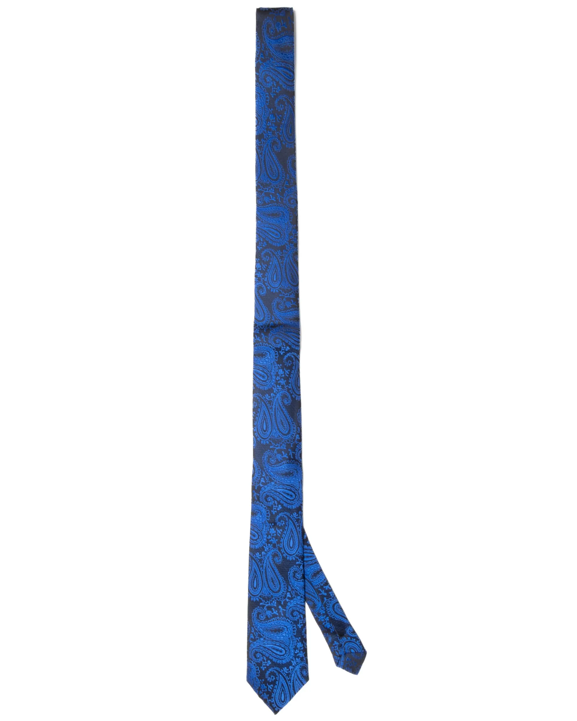 Cravattino Uomo Unisex Cravatta Pala Media Elegante Cerimonia Casual Fantasia Damascata Jacquard Blu Royal GIOSAL-CP1147A