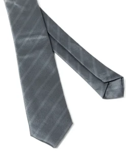 Cravattino Uomo Unisex Cravatta Pala Media Elegante Cerimonia Casual Basic Quadretti Rigata Grigio GIOSAL-CP1145A