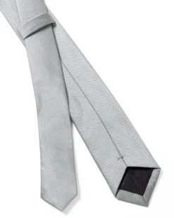 Cravattino Uomo Unisex Cravatta Pala Media Elegante Cerimonia Casual Basic Raso Diagonale Grigio Chiaro GIOSAL-CP1141A