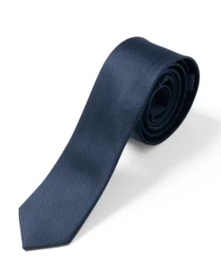 Cravattino Uomo Unisex Cravatta Pala Media Elegante Cerimonia Casual Basic Raso Diagonale Blu Scuro GIOSAL-CP1139A