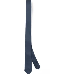 Cravattino Uomo Unisex Cravatta Pala Media Elegante Cerimonia Casual Basic Raso Diagonale Blu Scuro GIOSAL-CP1139A