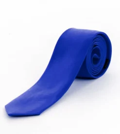 Cravattino uomo unisex cravatta sottile elegante cerimonia casual basic raso blu royal GIOSAL-CP1042A