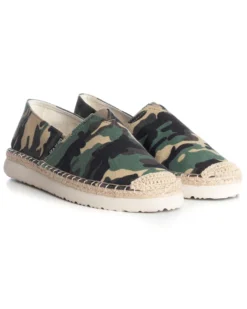 Espadrillas Scarpe Uomo Unisex Tela Estive Mare Fantasia Militare Mimetica Cotone Comode Leggere Verde GIOSAL-S1249A