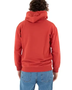 Felpa Con Cappuccio Uomo Basic Tinta Unita Mattone Comoda Relaxed Fit Garzata Leggera GIOSAL-F2864A