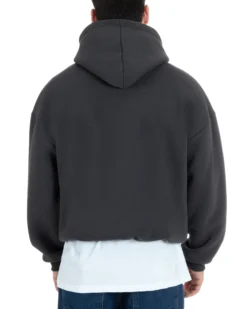Felpa Con Cappuccio Uomo Boxy Fit Basic Felpata Comoda Piombo F2995A