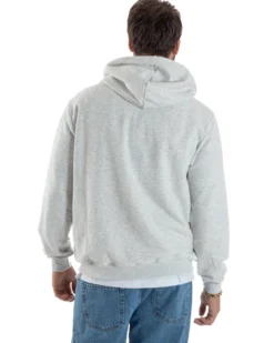 Felpa Uomo Cappuccio Zip Marsupio Stampa Regular Fit Basic Grigio Chiaro ICON ICUF2W6F007