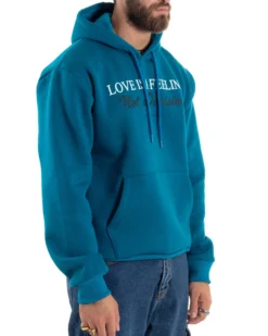 Felpa Uomo Con Cappuccio E Tascone Stampa Oversize Basic Cotone Felpato Comodo Ottanio GIOSAL-F3027A
